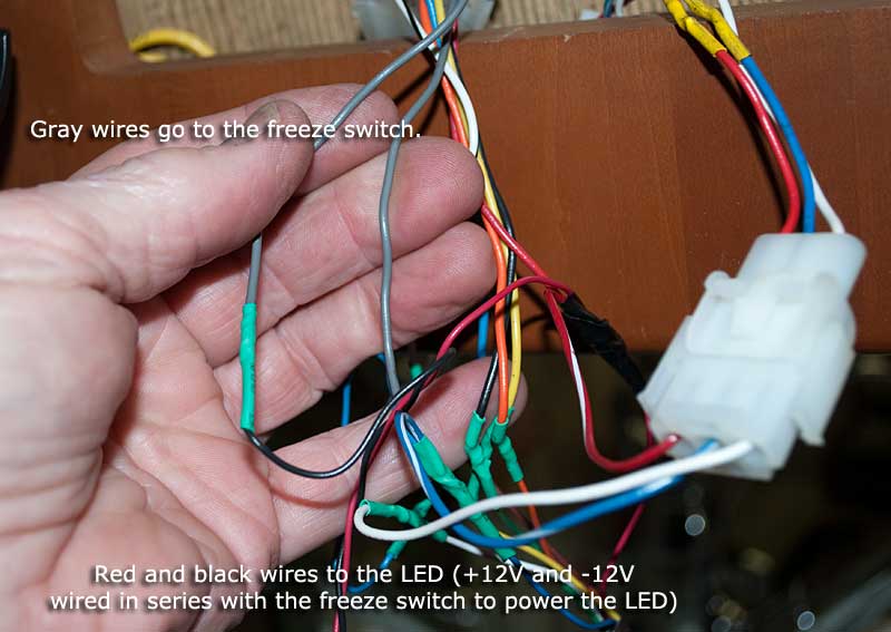 Wiring in the LED to the gray wires and 12 volts