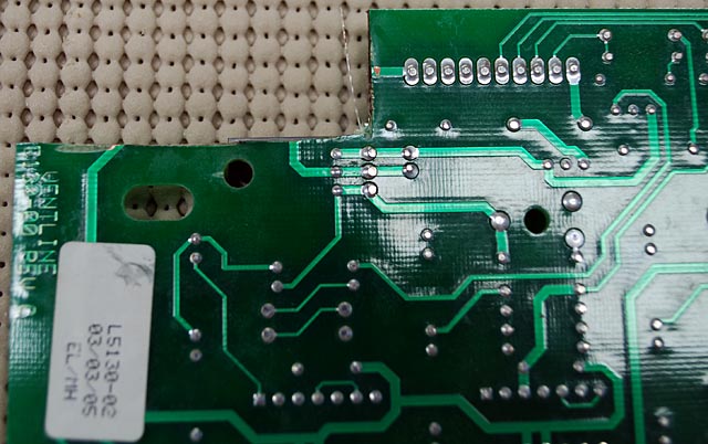 Back side of the board with the solar circuit cut out
