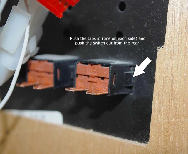 Removal of the push button switches