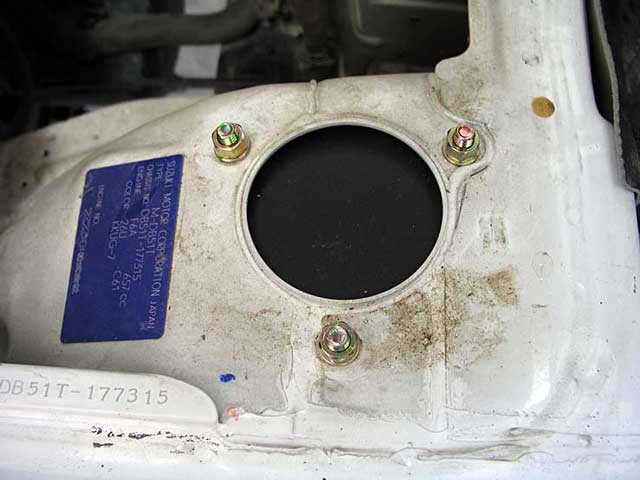 Top of the strut showing new nuts