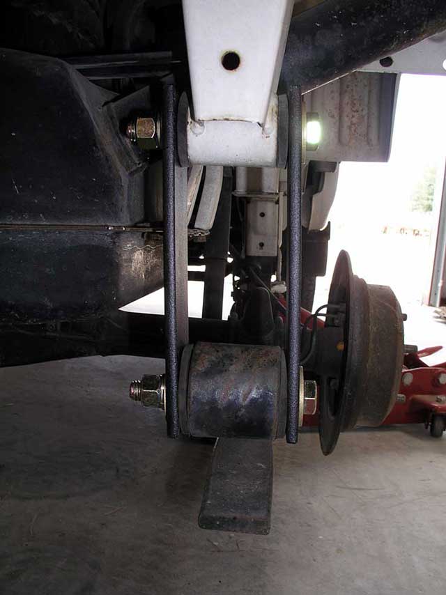 Rear of leaf spring with the new extended hanger